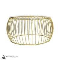 KATYA GOLD ROUND MARBLE COFFEE TABLE WIRE METAL BASE