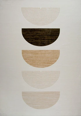 Daisy Cream Modern Geometric Area Rug – 5x8