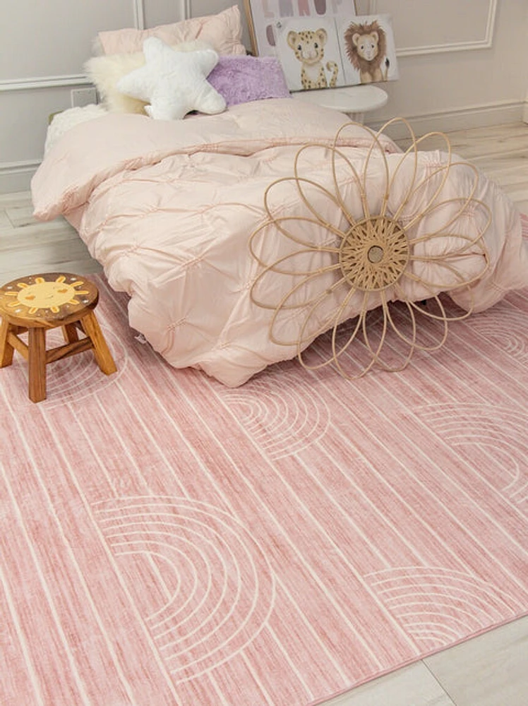 Pastel Pink Daisy Delight Area Rug