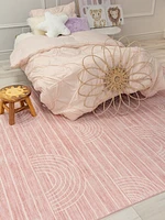 Pastel Pink Daisy Delight Area Rug