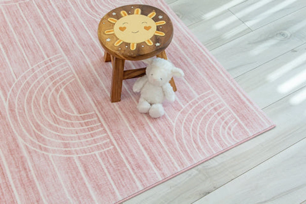 Pastel Pink Daisy Delight Area Rug