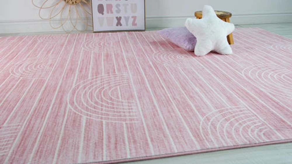 Pastel Pink Daisy Delight Area Rug
