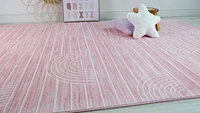 Pastel Pink Daisy Delight Area Rug