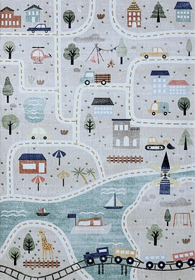 Daisy Blue Modern Floral Area Rug