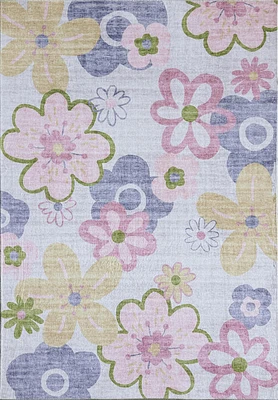 Blush Bloom Daisy Patterned Rug Pink