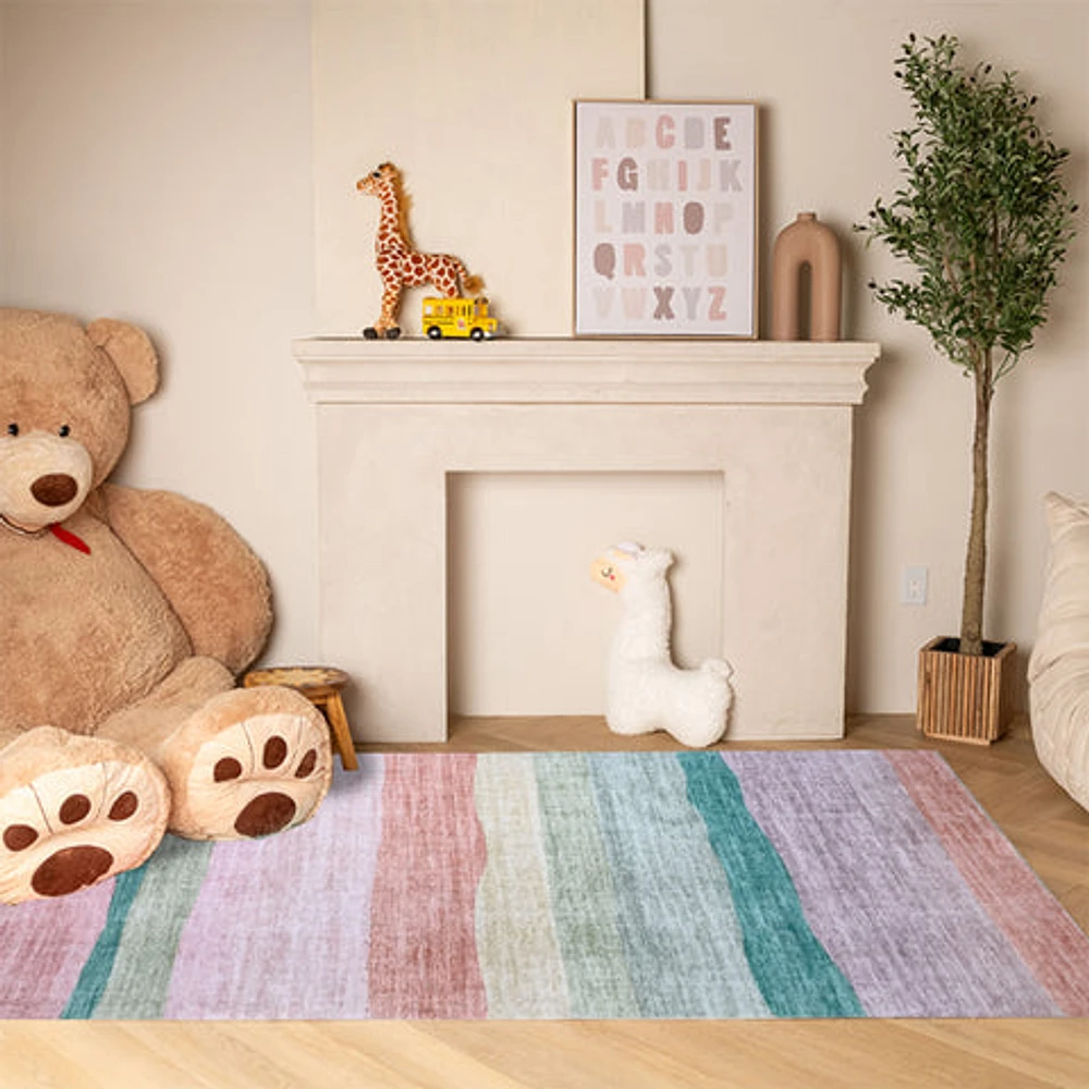 Soft Pink Daisy Blossom Area Rug