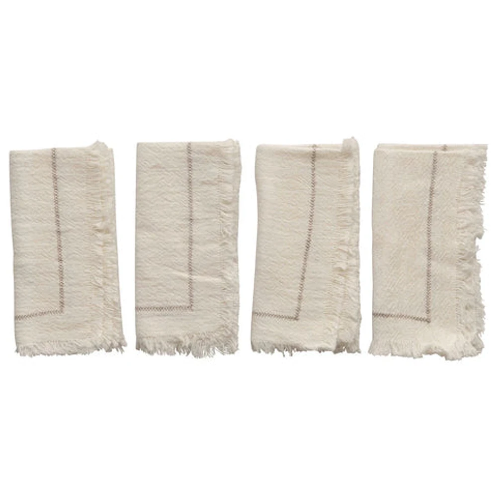 Cotton Napkins with Fringe - Set of 4