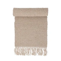 Woven Jute and Cotton Table Runner with Fringe