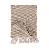 Woven Jute and Cotton Table Runner with Fringe