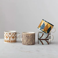 16 oz. Hand-Painted Stoneware Mug w/ Pattern