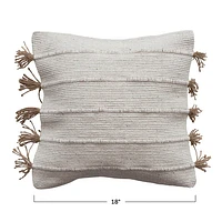 Woven Jute & Cotton Dhurrie Pillow w/ Tassels, Polyester Fill