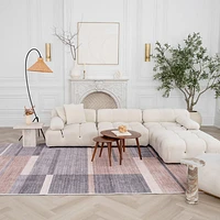Europa Brown Contemporary Grid-Style Rug