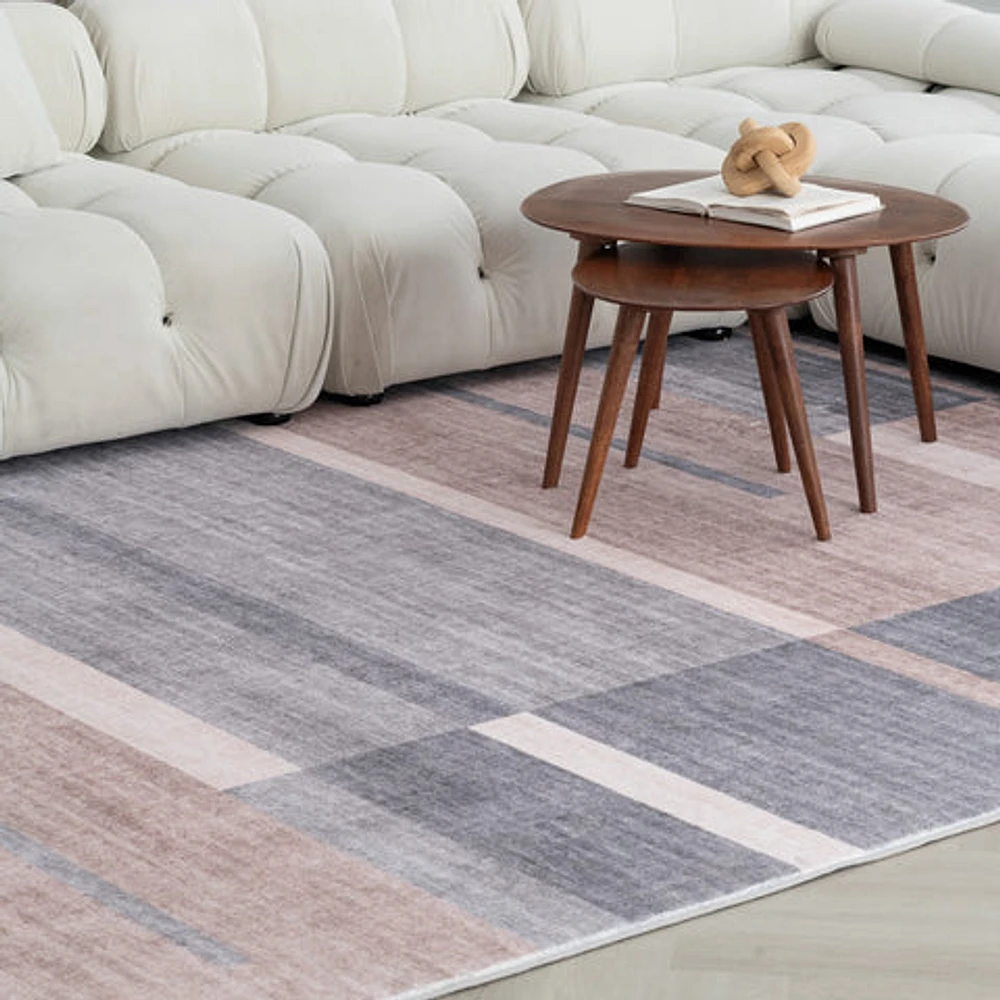 Europa Brown Contemporary Grid-Style Rug
