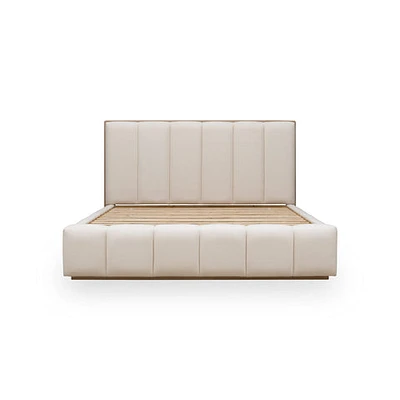 Gardenia Wood Frame Upholstered Platform Bed Cotton and Chai