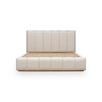 Gardenia Wood Frame Upholstered Platform Bed Cotton and Chai