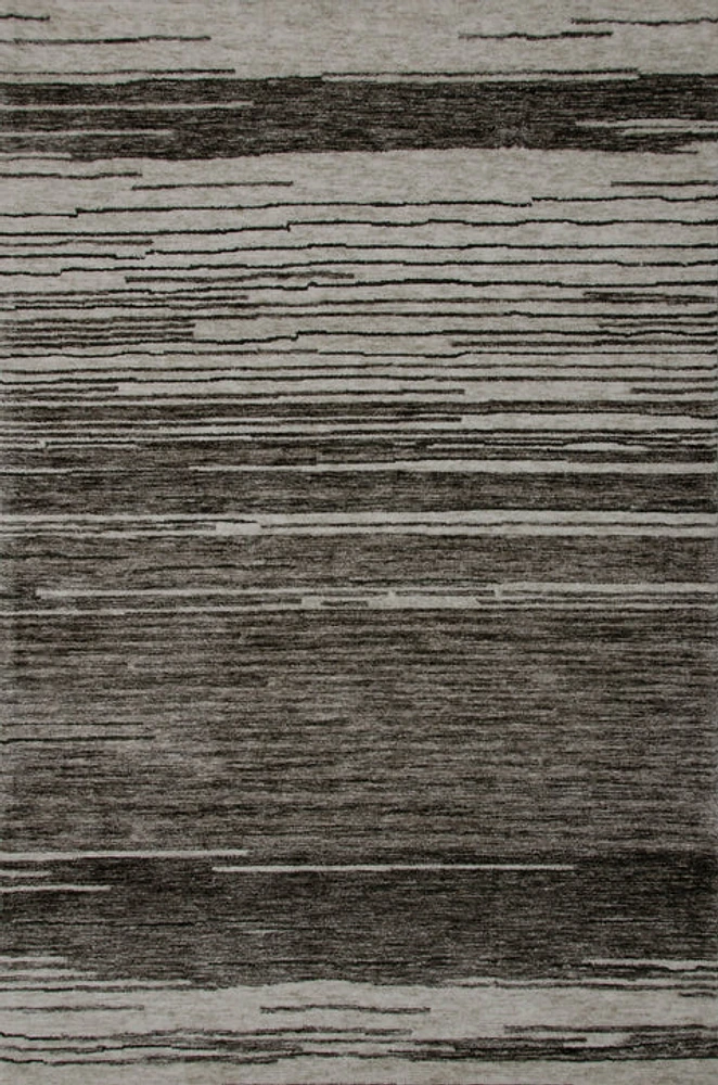 Leela Grey Modern Brushstroke Patterned Rug