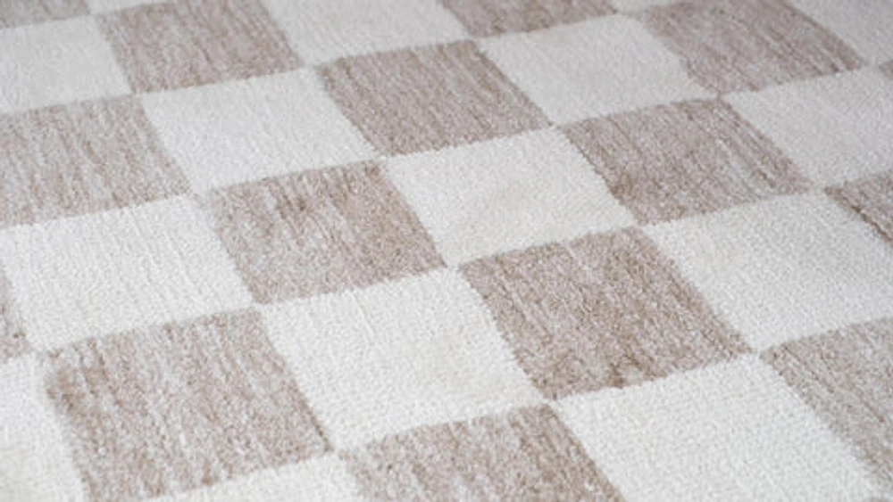 Leela Ivory Textured Wave Design Area Rug