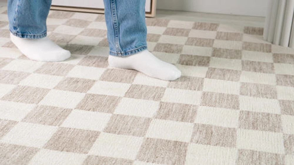 Leela Ivory Textured Wave Design Area Rug