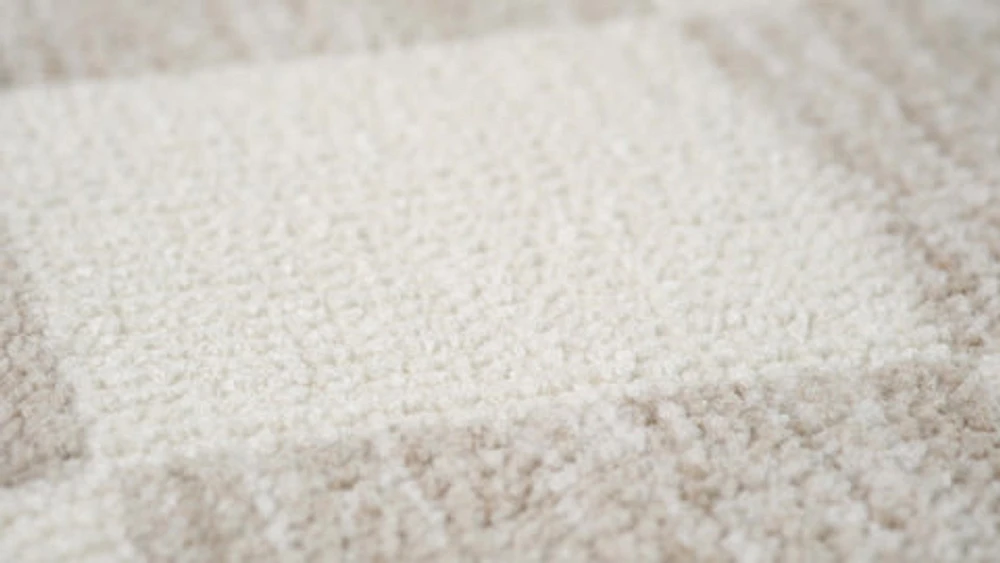 Leela Ivory Textured Wave Design Area Rug