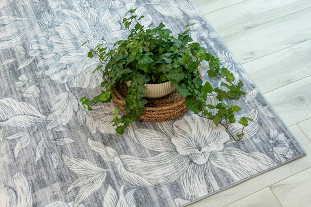 Lily Grey Faded Medallion Area Rug
