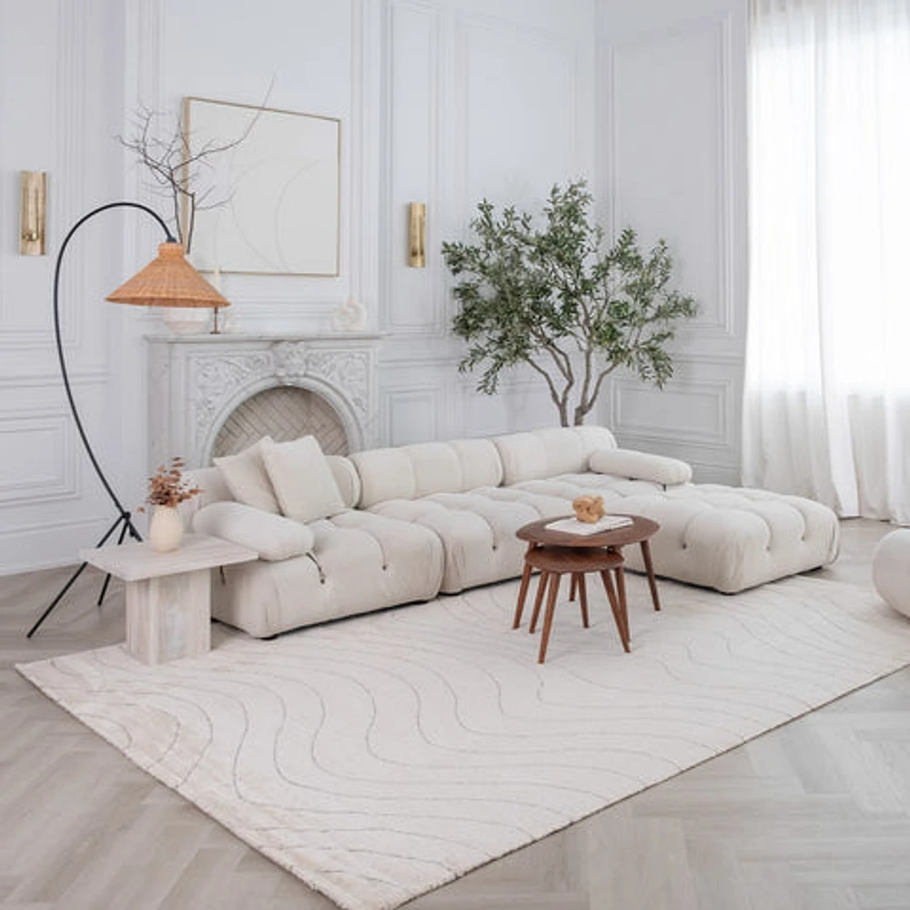 Milano Beige Wavy Line Rug – 5x8