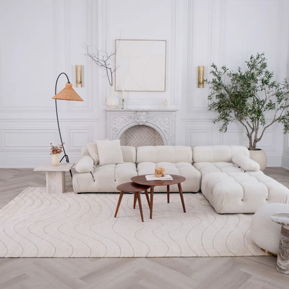 Milano Beige Wavy Line Rug – 5x8