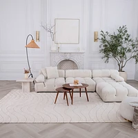Milano Beige Wavy Line Rug – 5x8