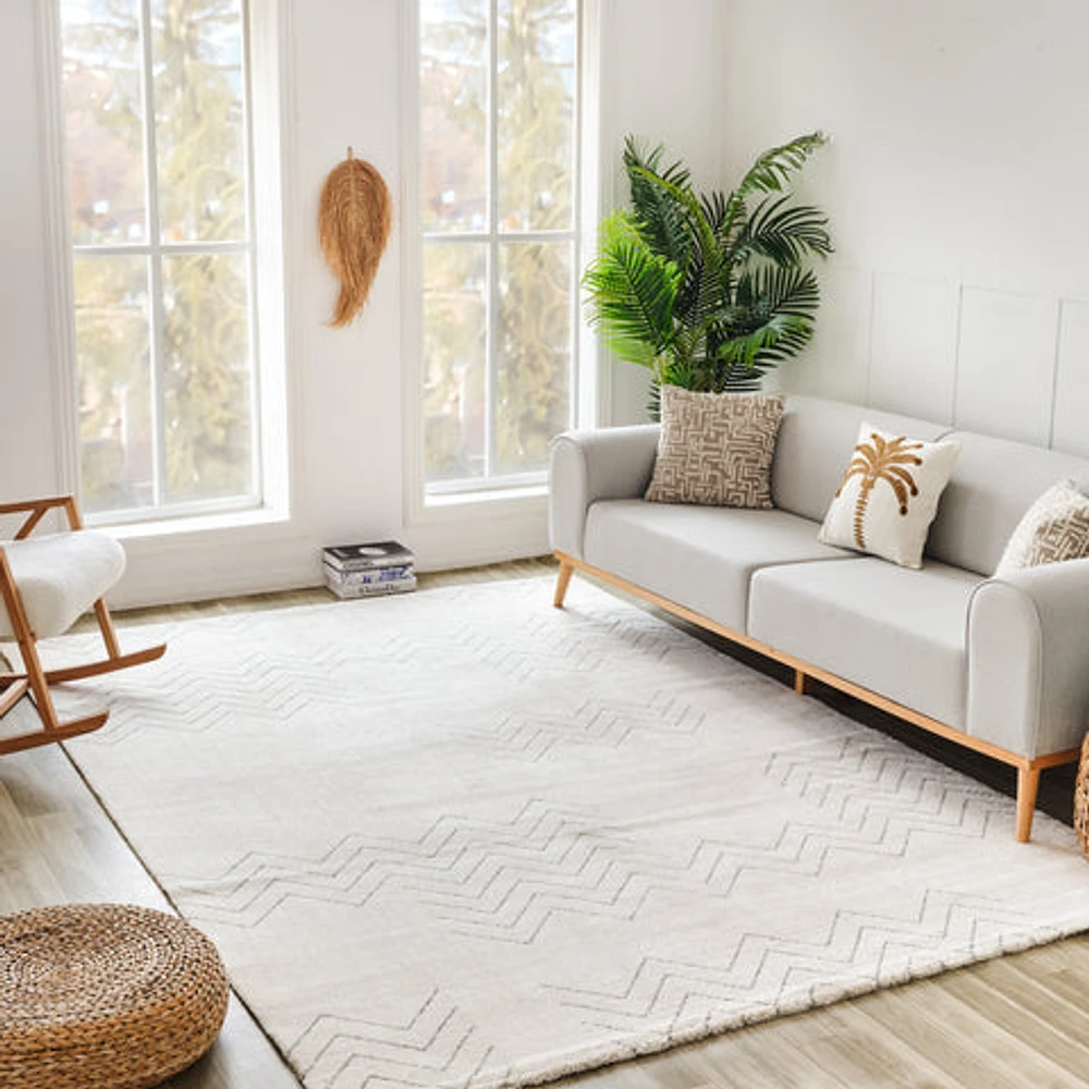 Milano Beige Modern Chevron Rug – 5x8