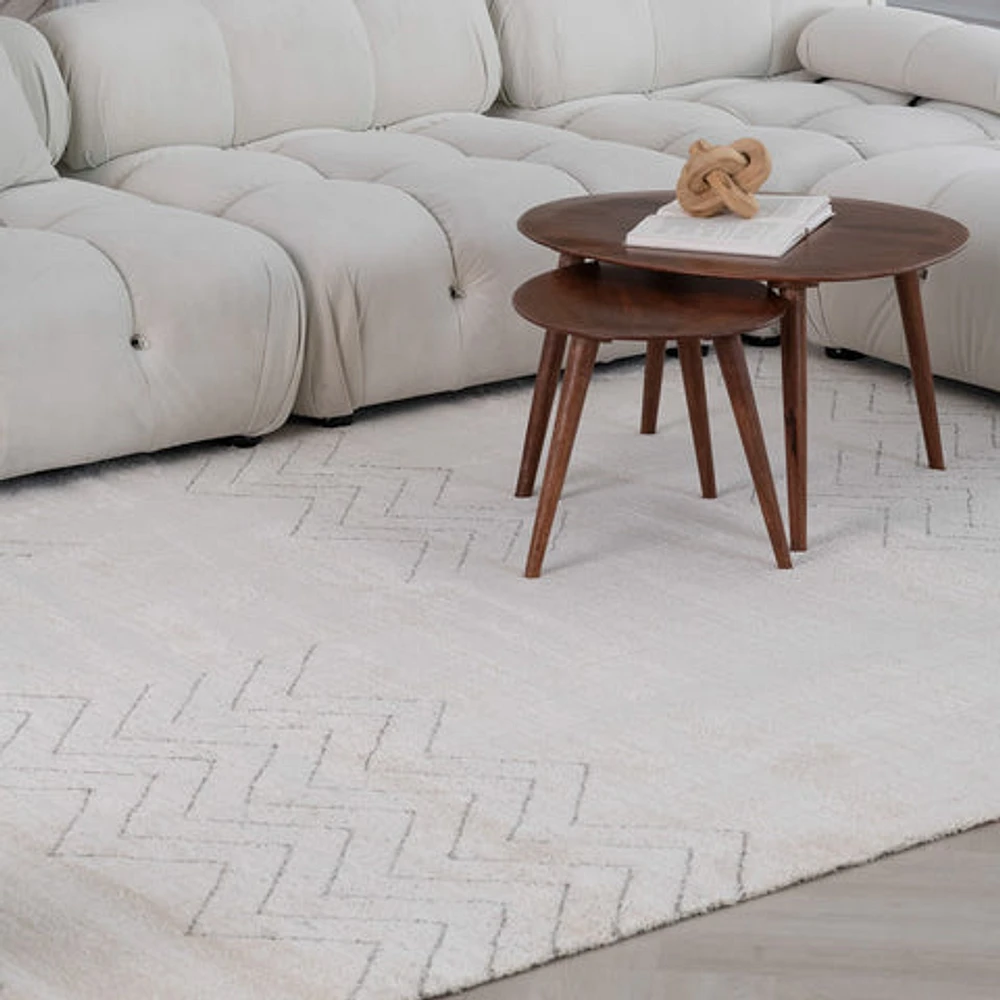 Milano Beige Modern Chevron Rug – 5x8