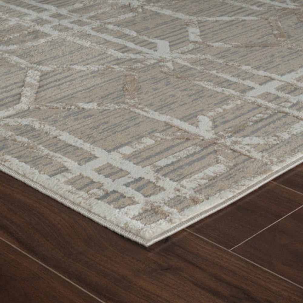 Nairobi Beige Abstract Lined Modern Rug