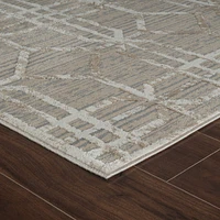 Nairobi Beige Abstract Lined Modern Rug