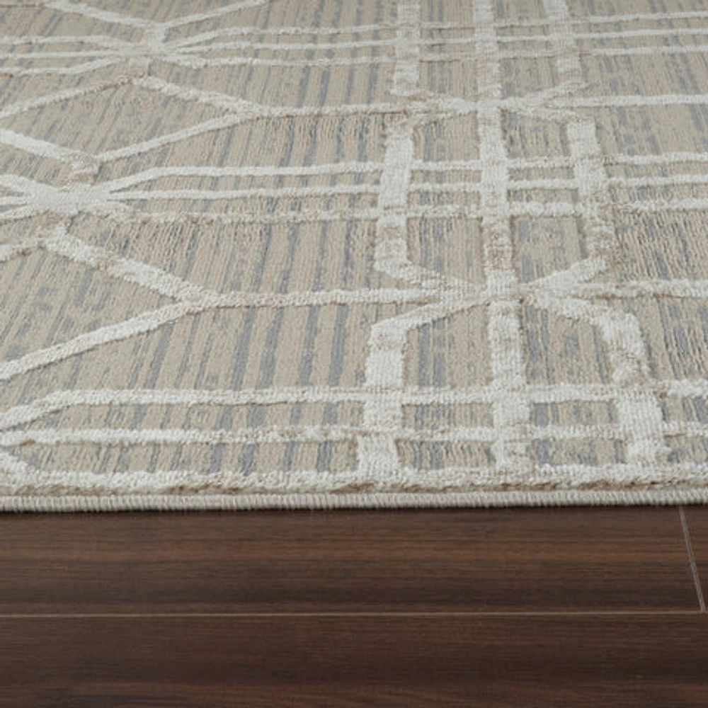 Nairobi Beige Abstract Lined Modern Rug
