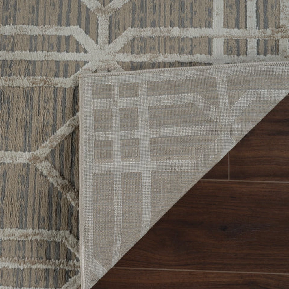 Nairobi Beige Abstract Lined Modern Rug