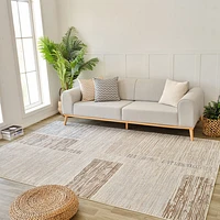 Nairobi Beige Geometric Abstract Rug – 5x8