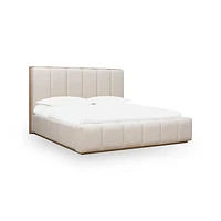 Gardenia Wood Frame Upholstered Platform Bed Cotton and Chai