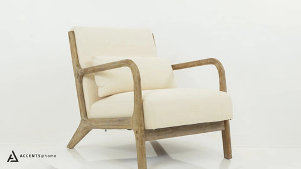 Pose Accent Chair with Wooden Legs - Beige