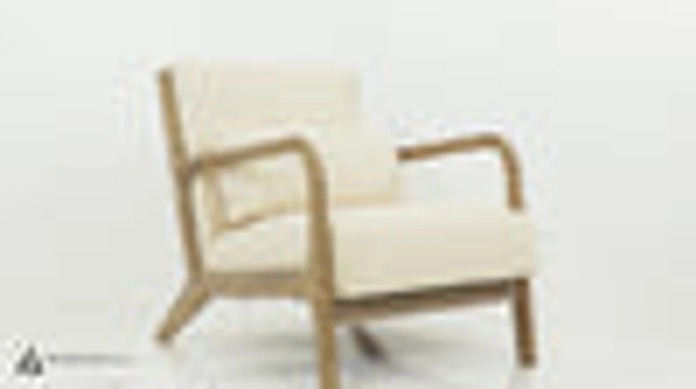 Pose Accent Chair with Wooden Legs - Beige