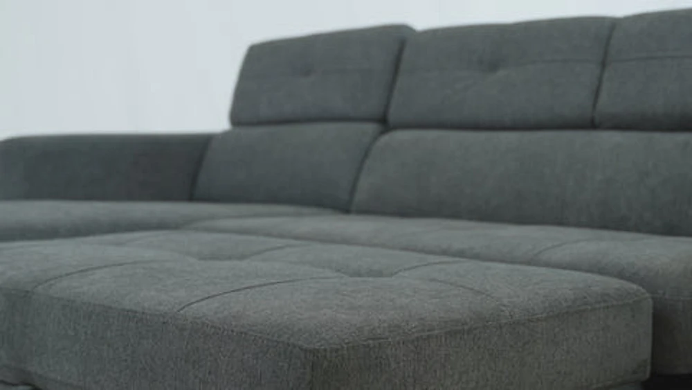 Randall Sleeper Sectional - Fabric - Ramy Charcoal - Greater Vancouver Furniture