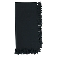 Fringed Design Table Napkins, Black - Set Of 4