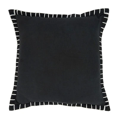 Chunky Whip Stitch Square Poly Filled Throw Pillow - Black