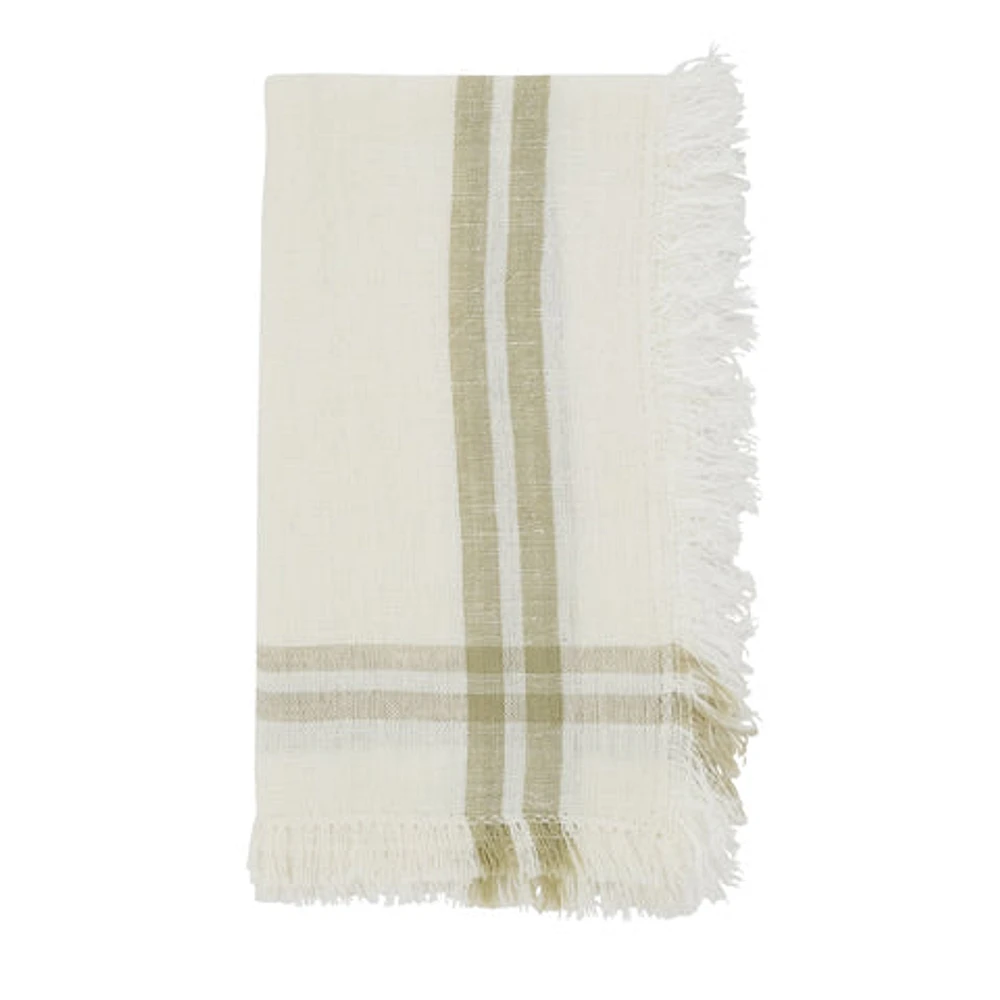 Fringed Stripe Napkin, Natural - Set Of 4