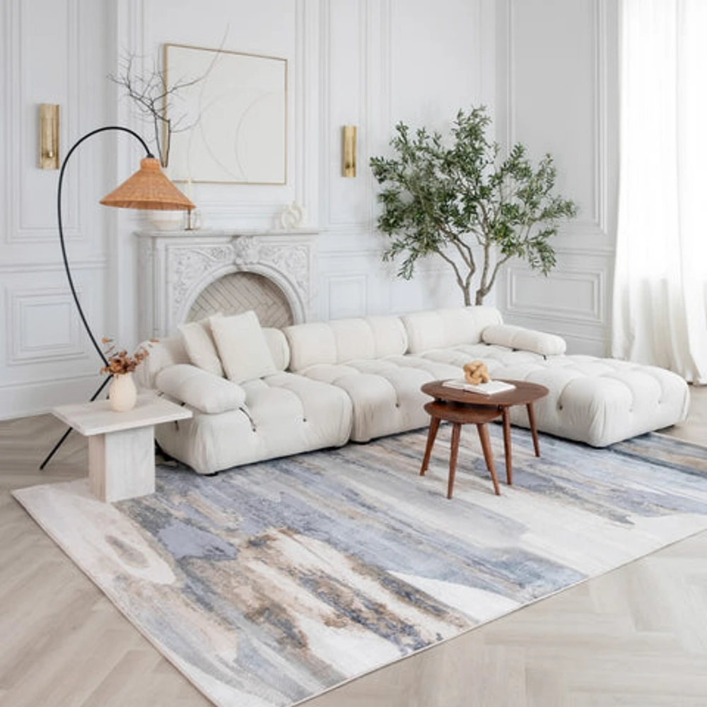 Rio Blue Geometric Modern Area Rug