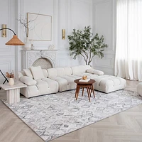 Rio Beige Classic Patchwork Area Rug
