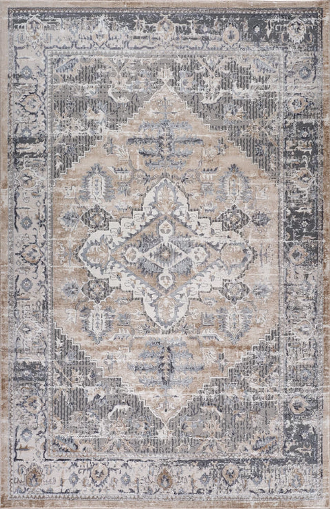 Rio Minimalist Beige Striped Area Rug