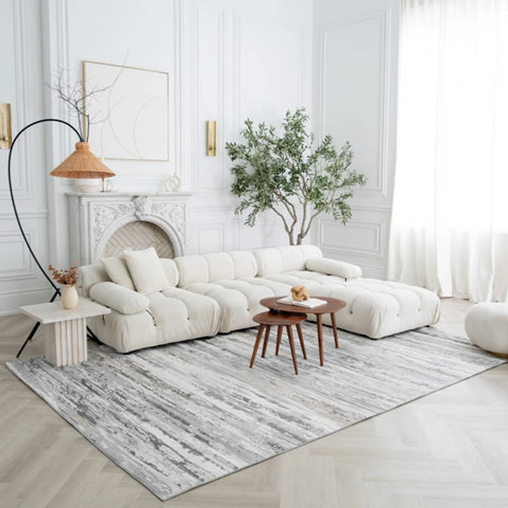 Rio Grey Abstract Lines Area Rug