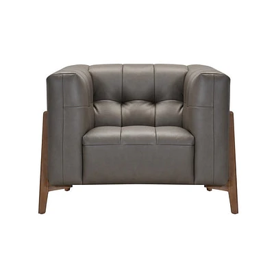 Cascade Genuine Leather Chair - Dark Grey