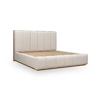 Gardenia Wood Frame Upholstered Platform Bed Cotton and Chai