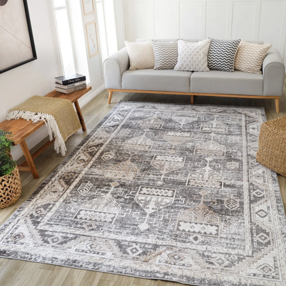 Siena White Contemporary Patterned Area Rug