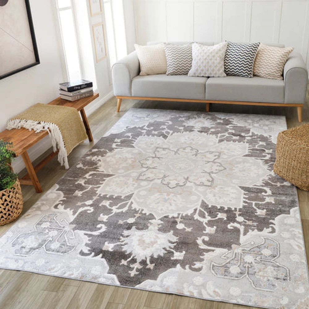Siena Grey Abstract Modern Area Rug
