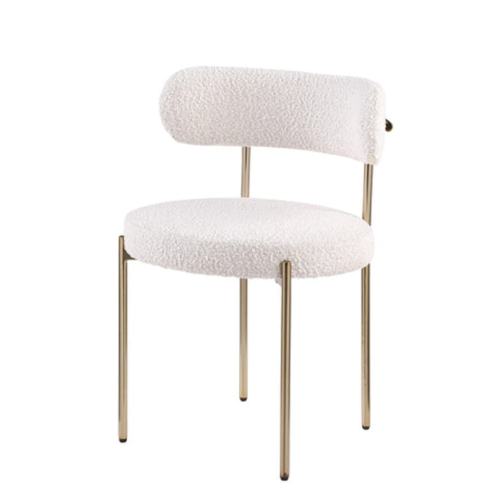 Ronda Boucle Fabric Dining Chair Brushed Brass